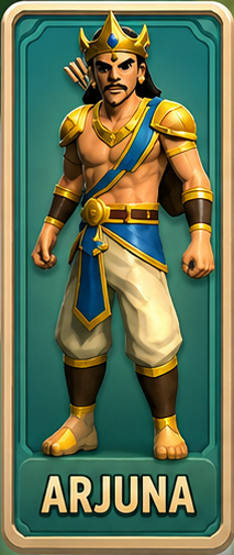 Arjuna — legendary hero card in Battle of Plans