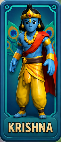 Krishna — legendary hero card in Battle of Plans