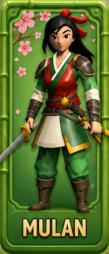 Mulan — legendary hero card in Battle of Plans