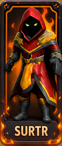 Surtr — legendary hero card in Battle of Plans